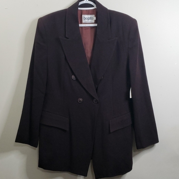 Bogato International 100% Wool Suit & Skirt L - Picture 2 of 15